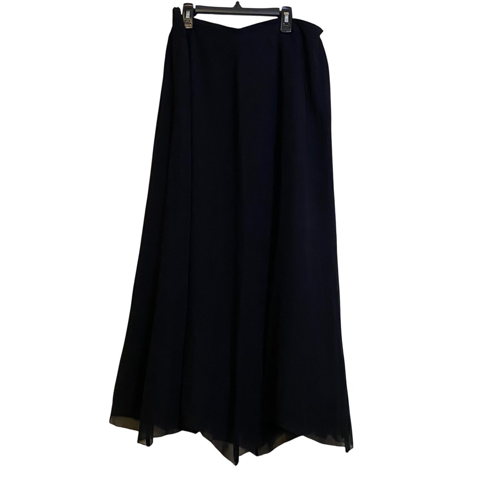Vtg Chicos Design Black 100% Silk Maxi Skirt Flowy Sheer Layer Size 3 Large XL